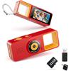 CAZSTYK Videocamera con schermo rotante, Red 32G | Piccola fotocamera digitale, set per trasferimento file tipo C per viaggi e momenti universitari