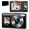 CAZSTYK Videocamera 4K 30FPS con doppio, Black 32G | Messa a fuoco automatica con digitale 18X e porta ricarica tipo C per Vlog Travel Selfie Foto