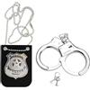 HAGNA 2 Pezzi Polizia Costume Accessori, Distintivo Polizia, Manette Polizia, Chiave, Per Feste Di, Costume Giochi Di Ruolo, Costume Di Halloween (A)