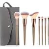 ITCGOB Set Pennelli Make Up 7 Pezzi con Custodia, Kit Pennelli Trucco Professionali per Cipria, Fard e Contouring, Pennelli Makeup Morbidi per Sfumature Viso e Occhi, Oro Champagne