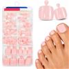 Ceboic 120 Pezzi Nudo Scuro Unghie Finte Piedi, Corte Quadrate False Toenail con Colla, Copertura Completa Acrilico French Tip Unghie Piedi per Donne Ragazze Manicure Salon, 12 Taglie