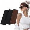 TEAMIOULING Fasce elastiche per capelli larghe 7 cm, unisex, in tessuto morbido, per trucco, yoga, corsa, palestra, confezione da 3 (2 nere e 1 marrone)