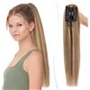 SEGO Coda Capelli Veri Biondi Clip Pinza Extension Cavallo Ponytail Naturale Remy Human Hair Lisci Umani 35cm Fascia Unica 35 cm #4P27 Castano Medio&Biondo Scuro