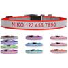 Xnourney Collare nylon cane riflettente personalizzato con nome ricamato, Rosso | Ricamo personalizzato nome e telefono; nastro riflettente cucito, 5 taglie, regolabile per cani maschi, femmine e cuccioli