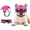 PETLESO Set di 2 casco per cani e occhiali per cani, con fori per le orecchie, protezione UV, ideale per cani di taglia media, taglia M (rosa)