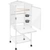 RUETERY Gabbia per pappagalli, grande con 4 ruote, scomparto per cassetti da terra, porta mangiatoia, gabbia per uccelli con supporto, per appartamento e balcone, 46 x 46 x 136 cm, colore bianco