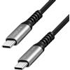 Logilink CU0281 - Cavo di collegamento USB di tipo C con marchio E, 480 Mbit/s, 240 W, nylon, metallo, nero/argento, 1 m