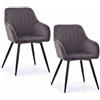 Relaxdays Sedia da pranzo imbottita in velluto, set da 2, antracite | gambe in metallo per cucina e sala