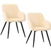 Relaxdays Sedia imbottita, set da 2, in velluto, gambe in metallo, beige | per cucina e sala da pranzo, 81 x 56 x 61 cm
