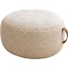 Tata Home Pouf Poggiapiedi Sgabello Rotondo Imbottito Soggiorno Puff Camera Sfoderabile con Zip in Tessuto Bouclé Panna Lavabile Mod. Wabi