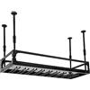 Cuisaincraty Mensola sospesa per bottiglie 100 cm, porta bottiglie da soffitto nero industriale, porta vino e bicchieri con 9 rotelle, carico 50 kg, altezza regolabile, ferro cotto al forno, per bar casa cantina