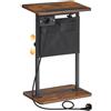HOOBRO Tavolino con Stazione di Ricarica, Tavolino da Divano Regolabile Altezza 50,5-75,5 cm con Piano Inclinabile, Comodino con Tasche e Supporto per Tablet, Marrone Vintage e Nero EBF435CBZ01
