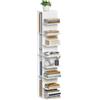 SoBuy Libreria Verticale con 8 Ripiani e 4 Vani, 30x32,5x146cm, Studio | Libreria da Parete per Ottimizzare lo Spazio, Scaffale Verticale per Libri, Raccoglitori A4 e Decorazioni, Bianco, STR14-H-W