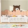 FAAMEPBO Letto Montessori Bambini 90x200 cm, Letto a Pavimento con Sponde Anticaduta, Porta Removibile e Rete a Doghe, Letto per Bambini in Legno Bianco, Materasso Non Incluso