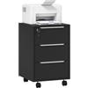 HOMCOM Schedario da Ufficio con 3 Cassetti 40x40x63.5 cm Nero | Cassettiera Ufficio, 4 Ruote, Serratura con 2 Chiavi, Documenti Lettera/A4, Armadietto Verticale da Studio