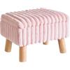 Aibiju Pouf Piccolo con Vano Portaoggetti, Pouf in Velluto con Gambe in Legno e Seduta Imbottita, Poggiapiedi Ottomano, Seduta Extra per Ingresso, Soggiorno e Camera da Letto, Rosa YD-JD152P