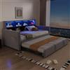 YuQozii Divano letto imbottito 90 x 190 cm, testiera con scomparti integrati, striscia luminosa a LED e prese di ricarica, con letto estraibile, imbottitura in velluto (grigio chiaro)