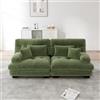 MOHUANG Cloud - Divano angolare per soggiorno, divano matrimoniale in ciniglia con 2 cuscini lombari e 2 cuscini decorativi, struttura in legno massello, verde