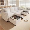 Lekvvied Divano angolare a U/L con USB/Type C,divano modulare 4 posti con 2 pouf contenitore,divano trasformabile con 2 cuscini decorativi,divani componibile in ciniglia per soggiorni,Beige