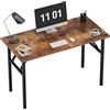 Wellynap Scrivania pieghevole per computer senza montaggio, per piccoli spazi, versatile tavolo da lavoro per camera da letto, dormitorio per studenti, studio e gioco, marrone rustico e nero, 100 x 60