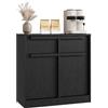 GarveeHome Credenza/Sideboard moderno 80 cm, mobile buffet con 2 ante e 2 cassetti - ripiani interni - ampio spazio contenitore per cucina/sala da pranzo/soggiorno, Nero, 2 ante