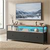 QLTXYHML Mobile TV con illuminazione a LED per TV fino a 55 pollici, Panca TV con 3 cassetti in tessuto smontabili, credenza basso per soggiorno, ingresso, corridoio (marrone e nero, 108 cm)