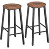 HOOBRO Set di 2 Sgabelli da Bar, Sedie da Bar, Sgabelli Alti con Poggiapiedi di Diverse Altezze, Piedini Regolabili, per Ristorante, Cucina, Bancone, Marrone Vintage e Nero EBF74BY01G1