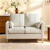 Bonnlo Divano 2 Posti in Tessuto Chenille 120 x 77 x 87cm, Divanetto con Schienale Sfoderabile e 2 Cuscini, Sofa per Soggiorno, Camera da Letto e Ufficio, Portata 260kg (Bianco)