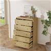 Garvee Cassettiera 5 cassetti in legno con frontali in rattan, stile boho moderno, angoli arrotondati, comò salvaspazio per camera da letto/armadio/soggiorno/ingresso - Naturale (legno + rattan),