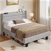 iPormis Letto Imbottito 140 X 200 Cm, Grigio Chiaro, Con Testiera Effetto Lino E Struttura In Metallo. Adatto Per Camere Da Letto, Camere Per Gli Ospiti E Camerette Per Ragazzi