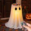 Mbuaopa Ciotola per Caramelle di Halloween con Illuminazione, 25cm Porta Caramelle Fantasma, con 8 modalità LED, Telecomando, Ciotolas Halloween per Decorazione Feste, Giardino, Terrazza, Cucina