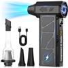 AOTONOK Soffiatore Aria Compressa 2 in 1, 130.000 RPM, 4 Velocità, LED, USB-C, Mini | Soffia e aspira, 4 velocità, LED integrato, display batteria e 5 accessori per pulizia PC, auto e casa, ovunque
