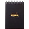 RHODIA 13920C - Bloc-notes a Spirale (Rilegatura integrale) Notepad NERO - A6 10,5 x 14,8 cm - Quadretti piccoli - 80 fogli staccabili - Carta Clairefontaine 90g/m² - COPERTINA Polipropilene riciclato