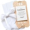 nagu® Comunione carta personalizzata in legno - regalo per prima comunione per bambino o bambina, con fiocco, busta, supporto e lettere, soldi o foto