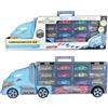 ODS TOYS Silver Wheel - Camion valigetta 60 cm con 6 auto | Camion porta auto con 6 auto e camioncino in plastica, ruote libere, scivolo, segnaletica e maniglia