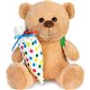 Brubaker Orsetto di Peluche con Zaino e Sacchetto di Scuola da Riempire | 25 cm Orsetto di Peluche per Inserimenti Scolastici - Orsacchiotto di Peluche con Zainetto