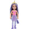 Barbie Chelsea Unicorn - Bambola piccola (15,2 cm) con capelli viola, coda rimovibile, scarpe e accessorio per capelli, giocattolo da 15,2 cm