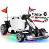Mondial Toys Go Kart Elettrico per Bambini 24V Drift Porsche Ruote in Gomma EVA e Nylon Sedile Regolabile 2 Velocità Luci LED Portata 60 kg 6-12 Anni Nero