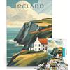JIANGENNF Puzzle per ragazzi da 1000 pezzi con poster di viaggio sull'Irlanda, giocattolo educativo, divertente e spiritoso, compleanno e Natale 38x26cm