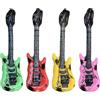 Eniyou 4 Pezzi Chitarra Gonfiabile, Strumenti Musicali Gonfiabili(Circa 95cm) | Chitarra Immaginaria in 4 Colori, Accessori per Photo Booth, Decorazioni Rock per Feste a Tema, Celebrazioni E Festival