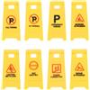 QUARKZMAN Cartello di Avviso in Miniatura, Segnali di Servizio Parcheggio, Modello Plastico di Scena Urbana in Miniatura Segnale Pavimento, Perfetto per Decorazione (Giallo, 8 Pezzi)