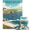 JIANGENNF Puzzle per adulti da 1000 pezzi con poster di viaggio sull'Irlanda, decorazione murale, stimolante da completare, ideale come regalo per tutta la famiglia 38x52cm