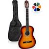 AMROVA - Chitarra Classica 4/4 Adulti Mancino + Borsa, Tracolla, 6 Plettri - Corde in Nylon, Consegnata Accordata (Sunburst, 4/4, Mancino)