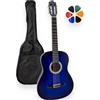 AMROVA - Chitarra classica per adulti 4/4 mancino + custodia per zaino + 6 plettri + corsi video offerti - corde in nylon, consegnata concessa (blu, 4/4, mancini)