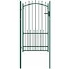 vidaXL Cancello per recinzione con punte, verde, 100 x 175 cm, in acciaio verniciato a polvere, per la sicurezza del giardino, cancello in acciaio resistente, barriera rettangolare per esterni