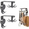 ruyxihom Porta Utensili Da Cucina Parete a Ventosa Senza Foratura 2 Pezzi, Supporto 360° Girevole con 10 Ganci e Binario Scorrevole, per Cucina, Bagno e Balcone, Grigio
