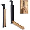 SVUPUE 2 PCS Appendiabiti da Porta Pieghevole, Nero, per 6 Grucce Appendi Abiti | Realizzato in Metallo e legno Appendiabiti da Porta Pieghevole, per Porte Spesse 2 cm, Per Appendere i capi di Abbigliamento