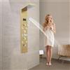 Esyogen Pannello doccia per bagno, colonna doccia, 6 in 1, pannello doccia a LED, in acciaio inox 304, a cascata e a pioggia, ugelli massaggianti, indicatore di temperatura, montaggio a parete, oro