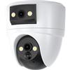 VSTARCAM Telecamera per interni con doppio obiettivo 2K, archiviazione cloud e SD gratuita, montaggio a soffitto, PTZ a 360 ° e grandangolo, WiFi 6 2.4/5G Dual Band, visione notturna a colori, avvisi