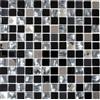 MOSANI Piastrelle a mosaico, traslucide, in acciaio inox, nero, con mosaico in vetro e acciaio nero, MOS63-CM-426